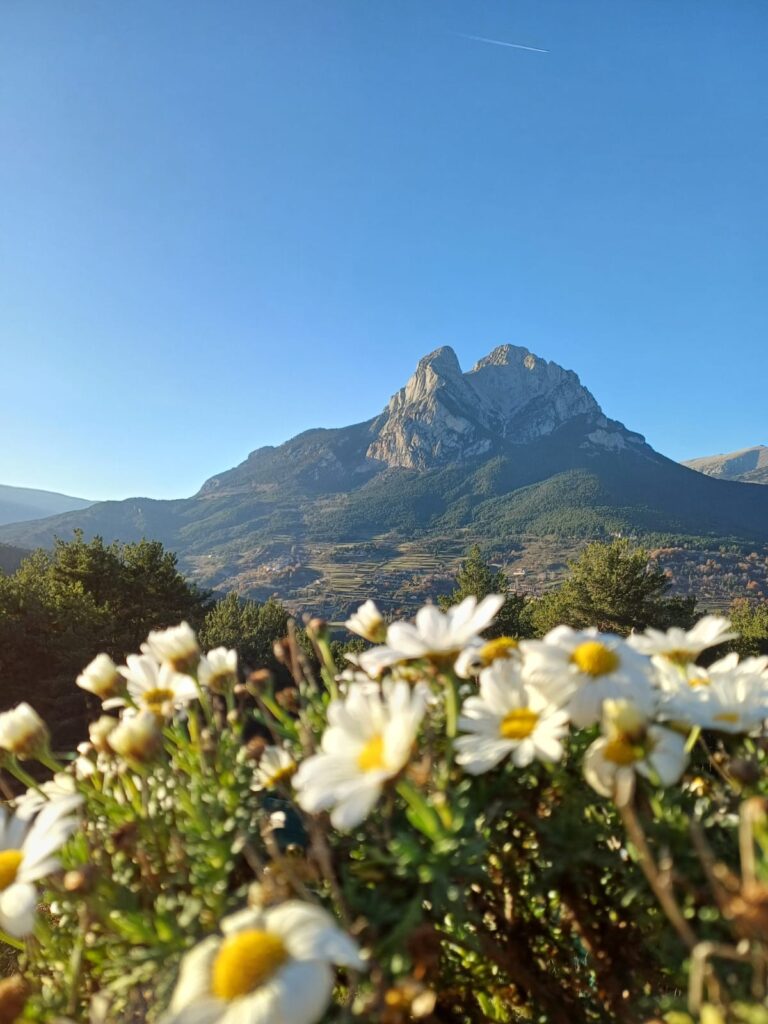 Imatge del Pedraforca des de la terrassa del bar del càmping